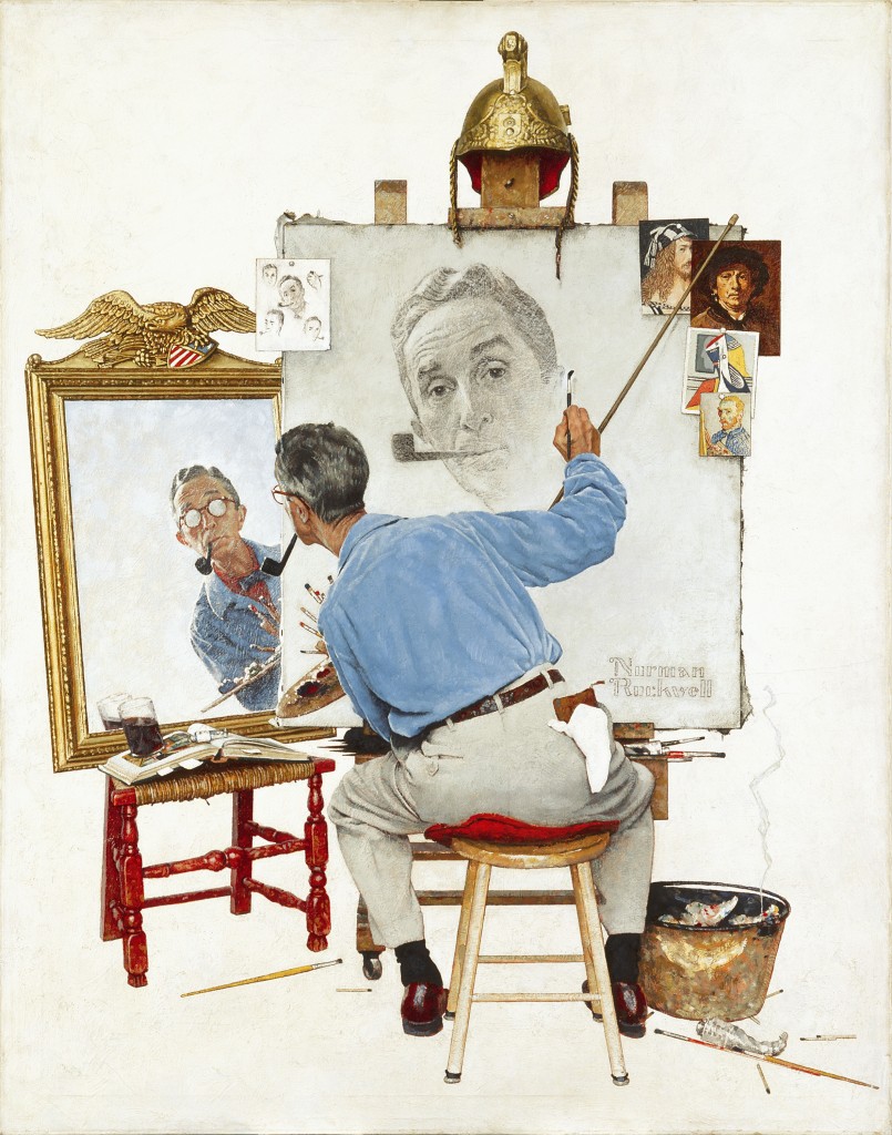Triple autoportrait de Norman Rockwell